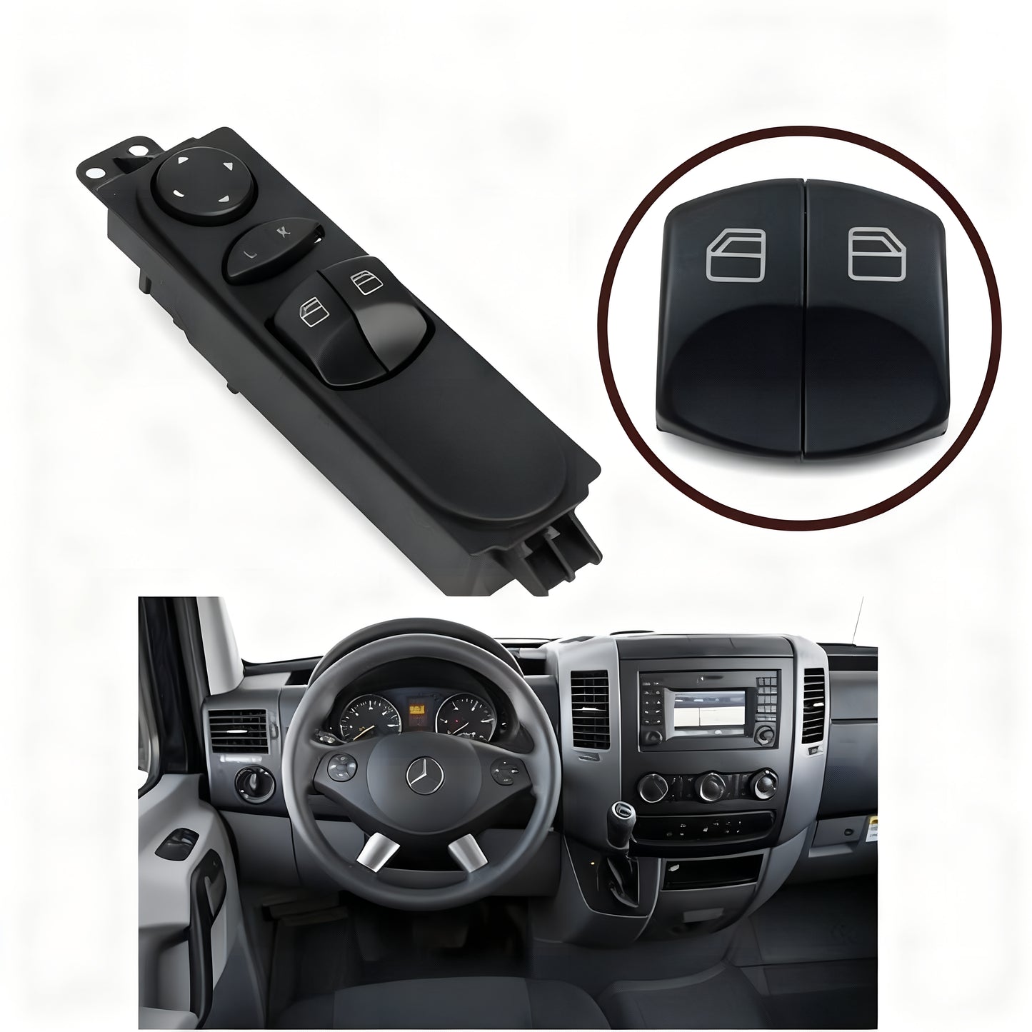 2 Pieces Window Switch Button Cover Front Driver Side For Mercedes Sprinter MK2 W906 2006-2020 VW Crafter MK1 2006-2017 A9065451213