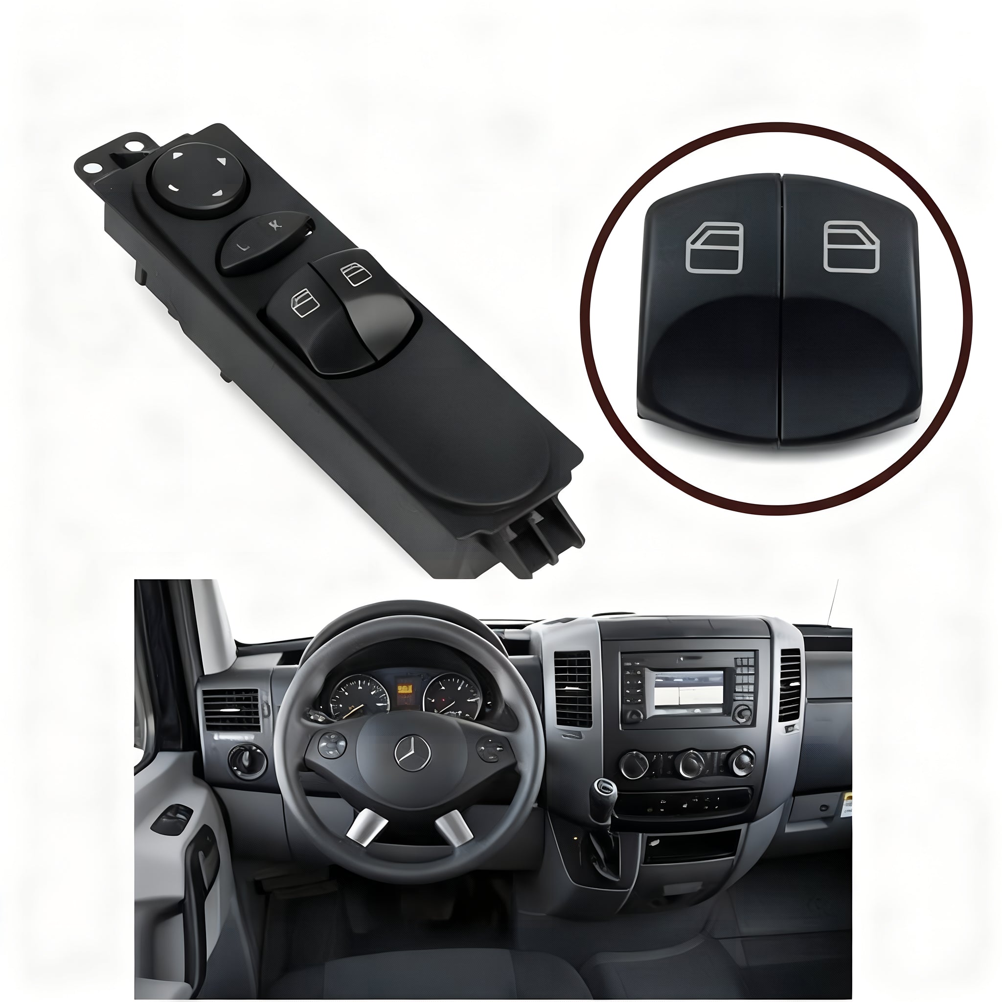 2 Pieces Window Switch Button Cover Front Driver Side For Mercedes Sprinter MK2 W906 2006-2020 VW Crafter MK1 2006-2017 A9065451213
