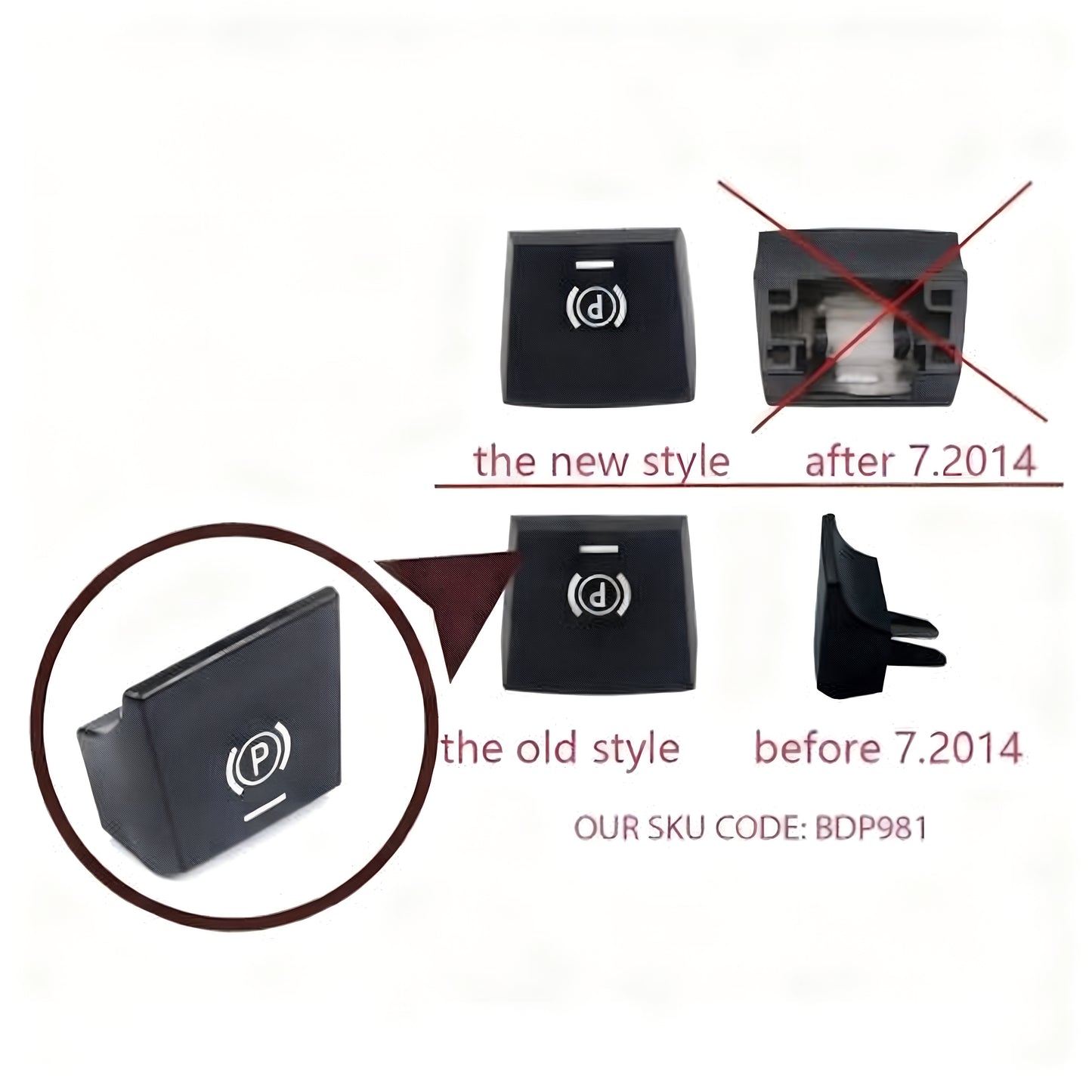 Cubierta del botón del interruptor del freno de estacionamiento 61316822518 para BMW 5 6 7 Serie F X3 X4 ¡VERSIÓN ANTIGUA!