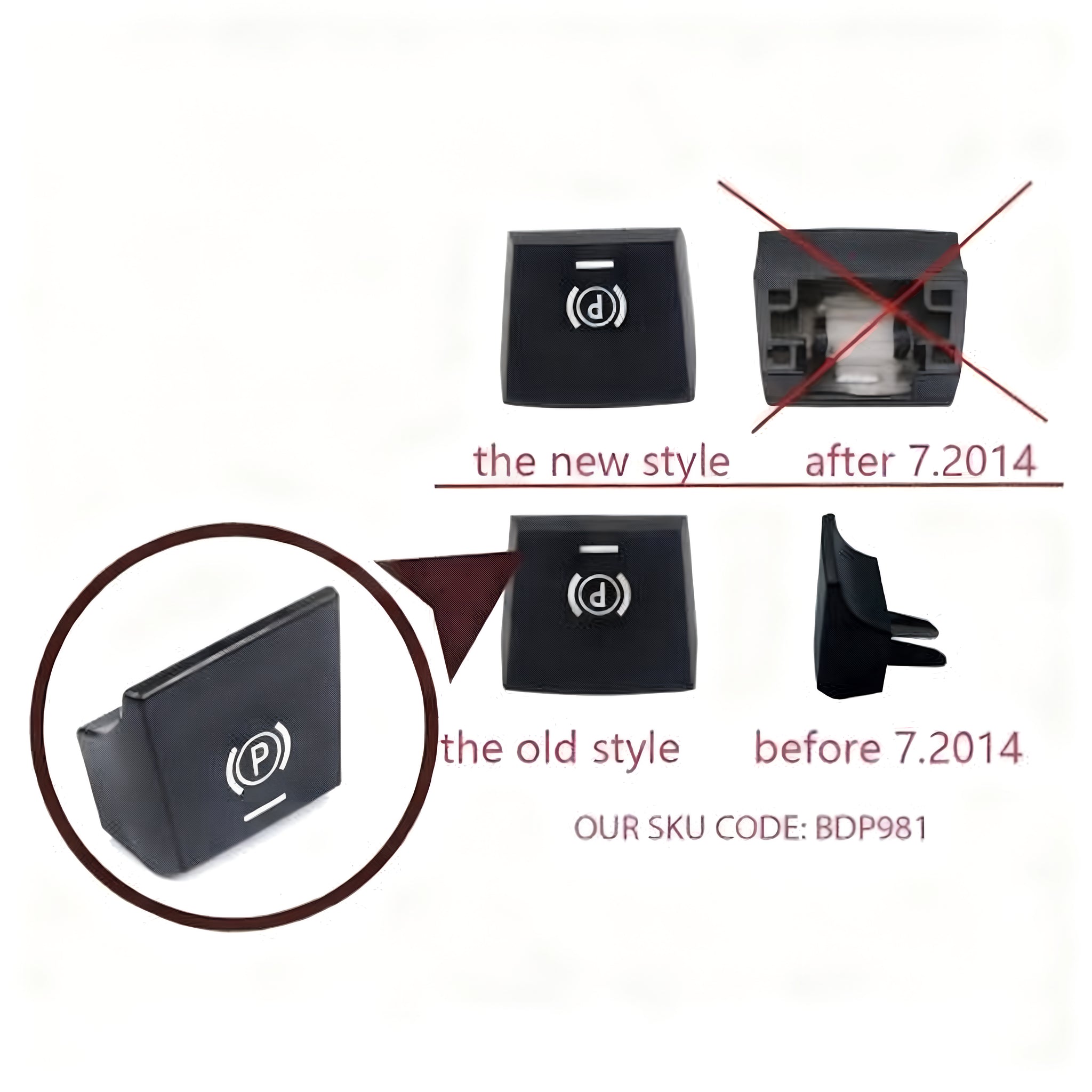 Cubierta del botón del interruptor del freno de estacionamiento 61316822518 para BMW 5 6 7 Serie F X3 X4 ¡VERSIÓN ANTIGUA!