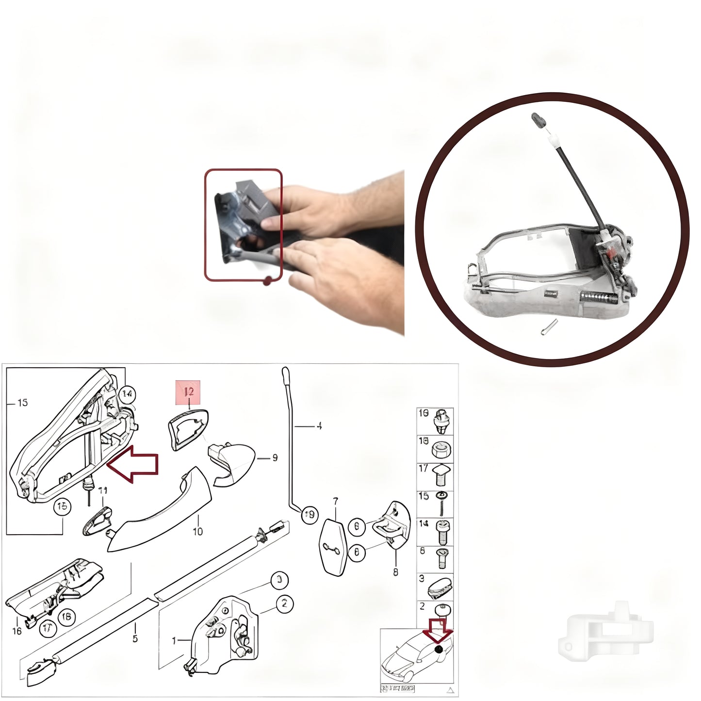 Soporte de manija de puerta de coche, carcasa de manija trasera izquierda 51228243635 para BMW X5 E53 2000-2006