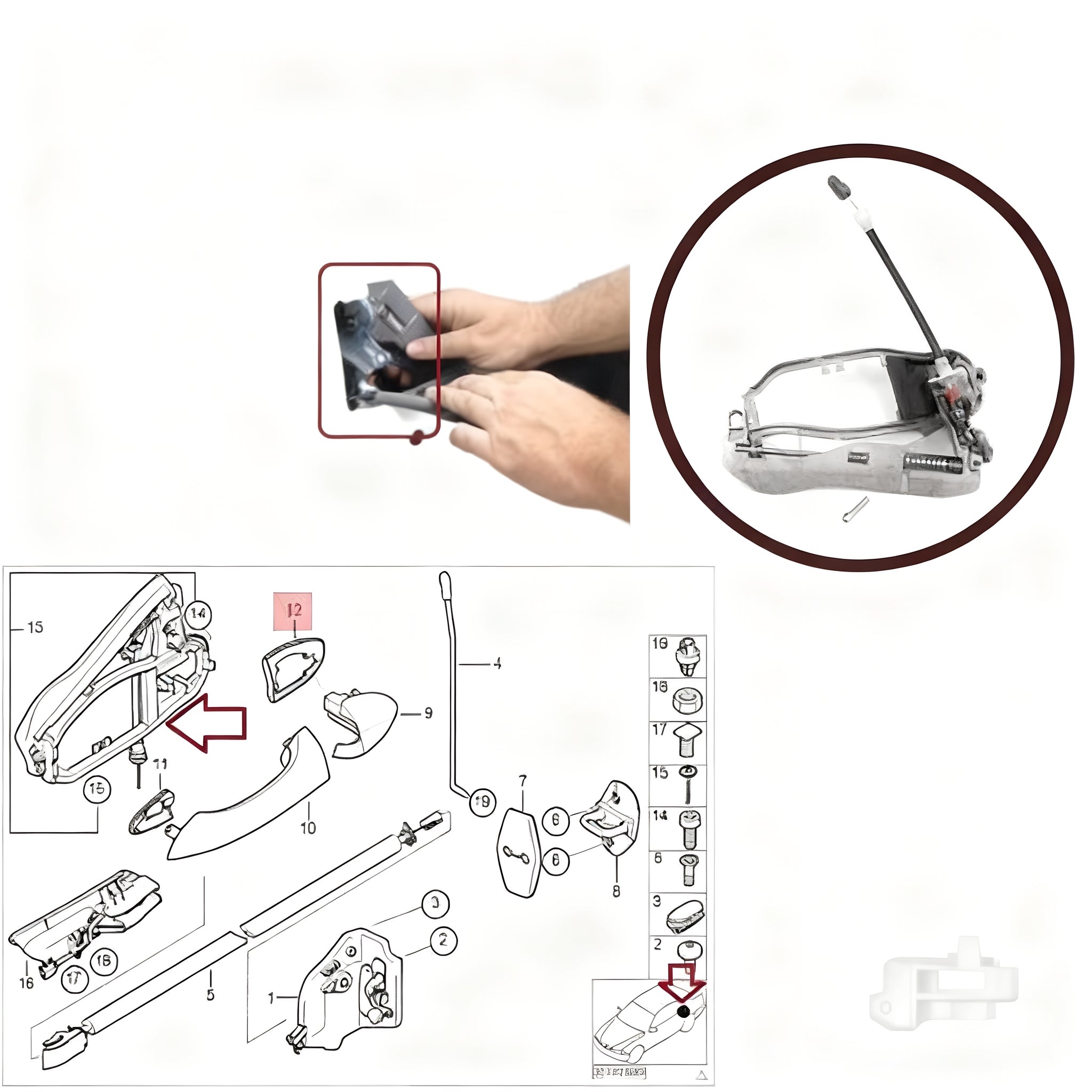 Soporte de manija de puerta de coche, carcasa de manija trasera izquierda 51228243635 para BMW X5 E53 2000-2006