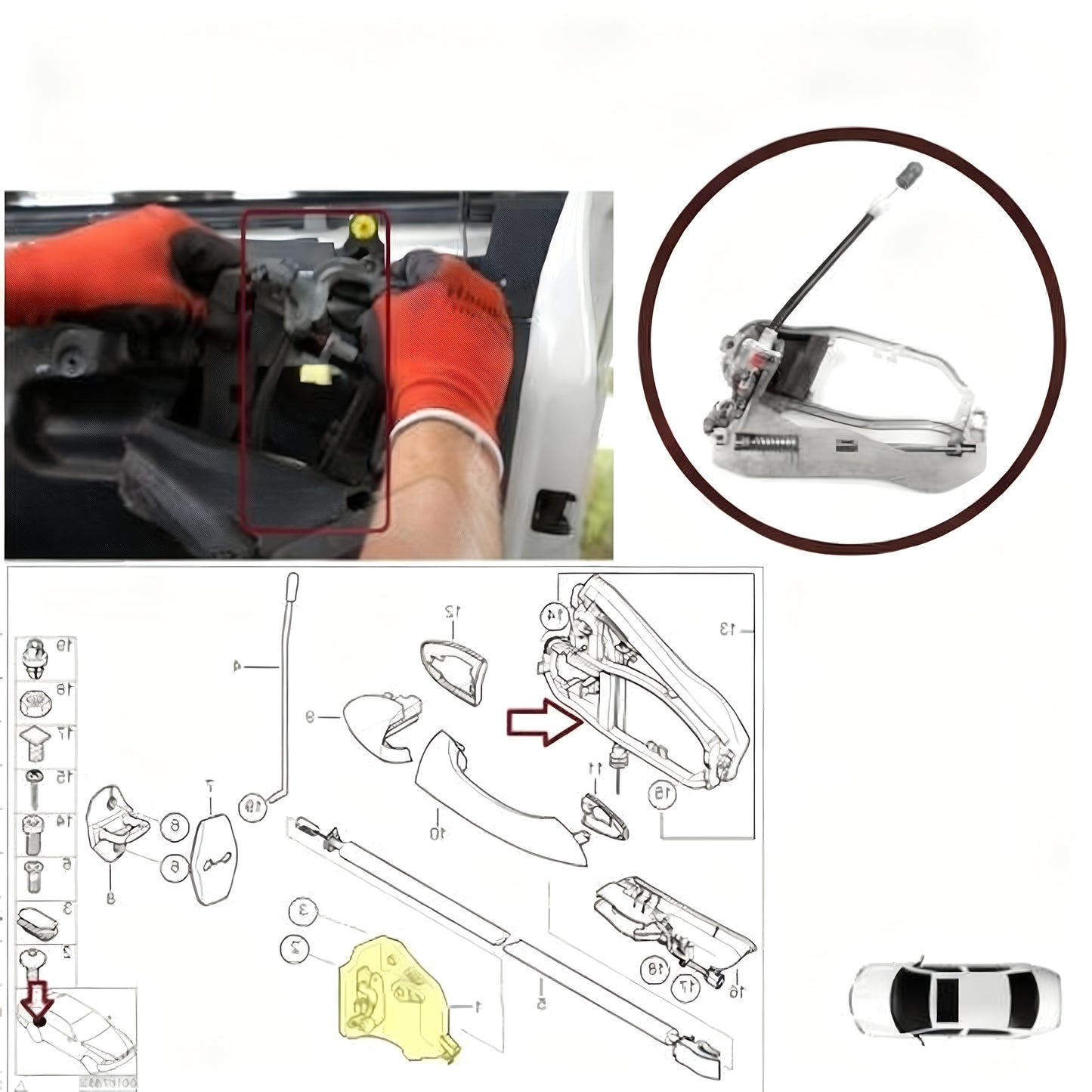 Soporte de manija de puerta de coche, carcasa de manija trasera derecha 51228243636 para BMW X5 E53 2000-2006